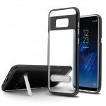 Wholesale Samsung Galaxy S8 Plus Clear Armor Bumper Kickstand Case (Black)